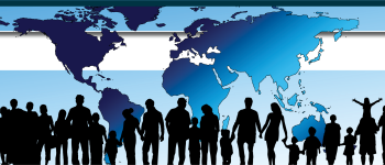 Image - global map and silhouettes of people
