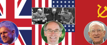 Image - the speakers, flags, and historic WWII photo
