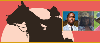 Image - speaker photos and illustration of cowboy on horse