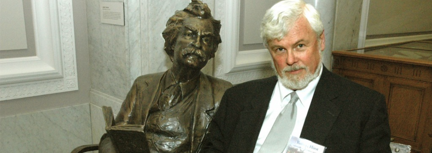 Robert Hirst: Editing Mark Twain’s Papers Image - Robert Hirst with Mark Twain statue