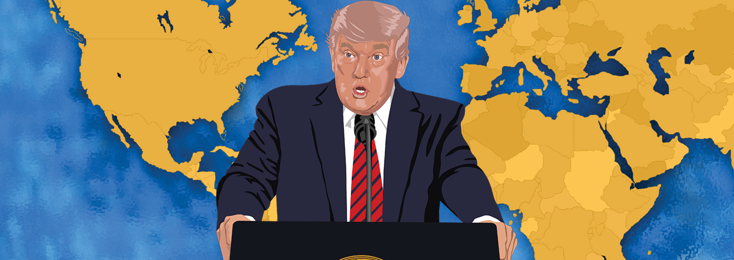 Trump and the Middle East 2020 Image - illustration of Donald Trump and a map