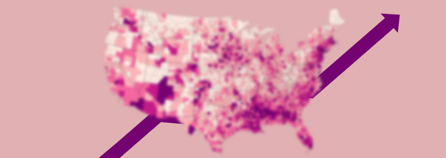 Responding to the Resurgence: What Does Our Future Look Like? Image - United States over an upward glancing graph line