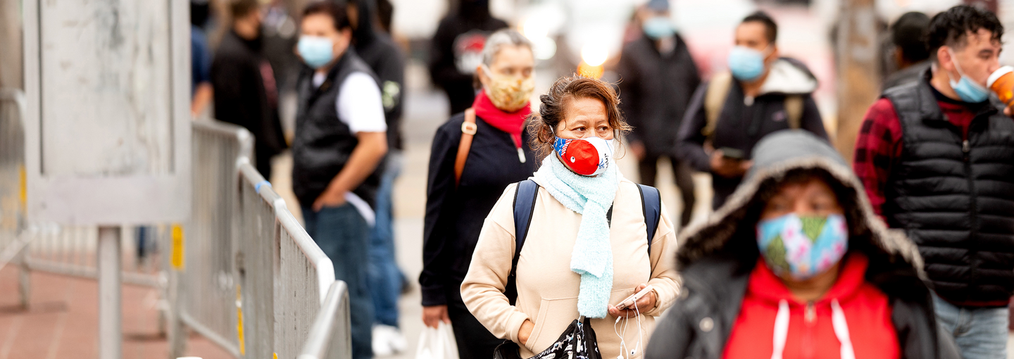 Community Matters: UCSF and the Bay Area's Fight Against COVID-19 Image - people wearing masks