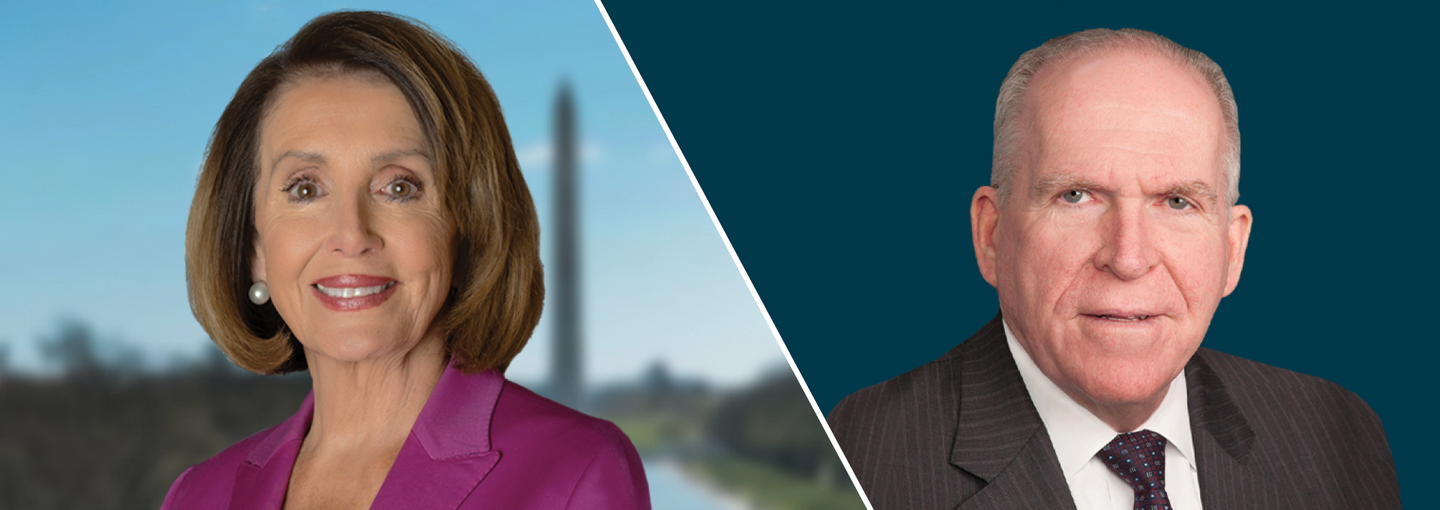 Radio Program: Nancy Pelosi and John Brennan Image - Nancy Pelosi and John Brennan