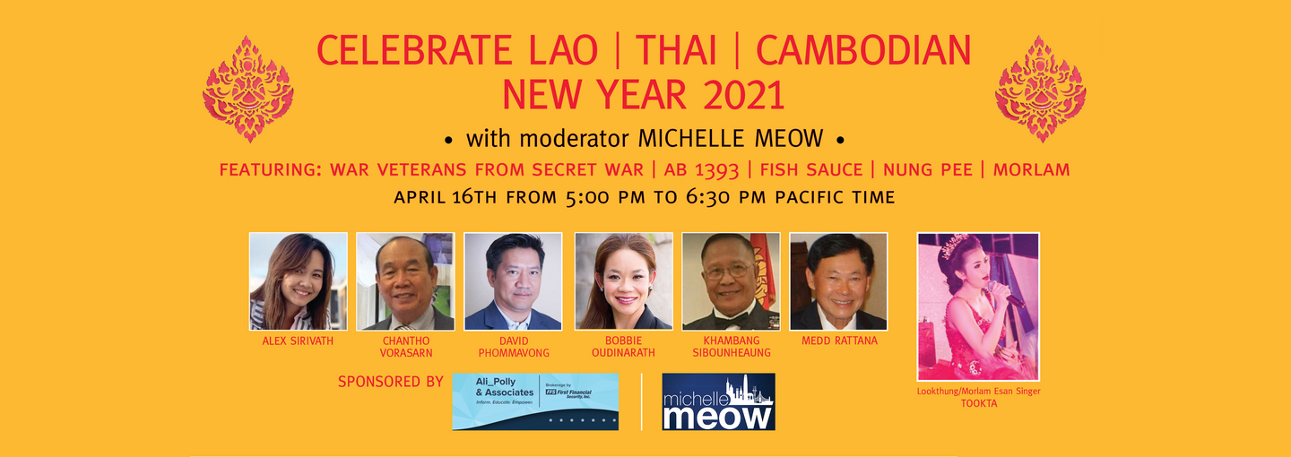 Celebrate Lao/Thai/Cambodian New Year 2021 Image - new year text and speaker photos