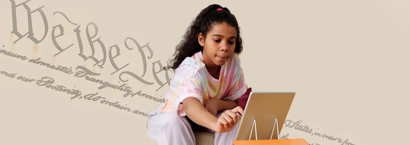Powerful Civics Education: It's Everyone's Responsibility Image - girl at computer