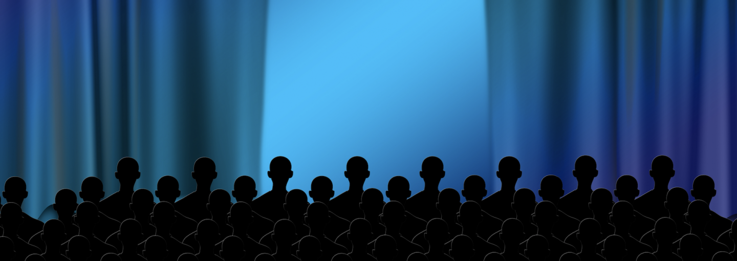 (Re)Filling Those Seats: California Theatre Challenges Image - rear view of audience members looking at stage curtains