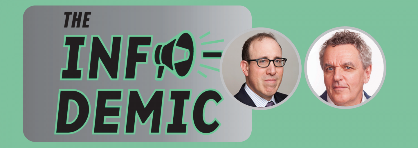 The Infodemic Image - detail from book cover plus speaker photos