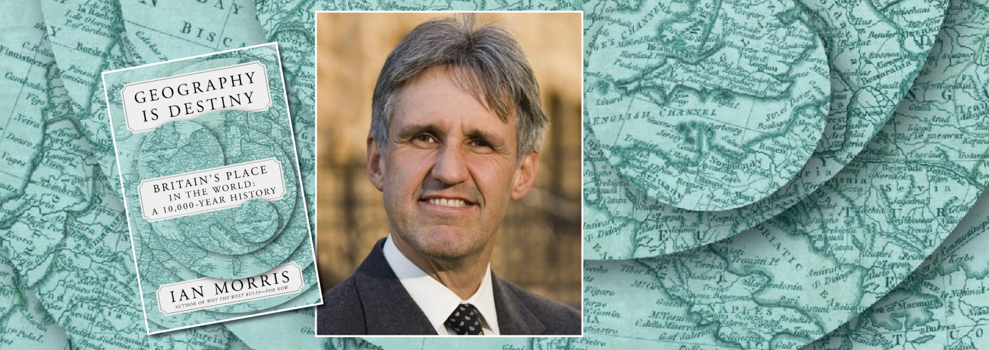 Ian Morris: Geography Is Destiny Image - Ian Morris and background of map design from book cover
