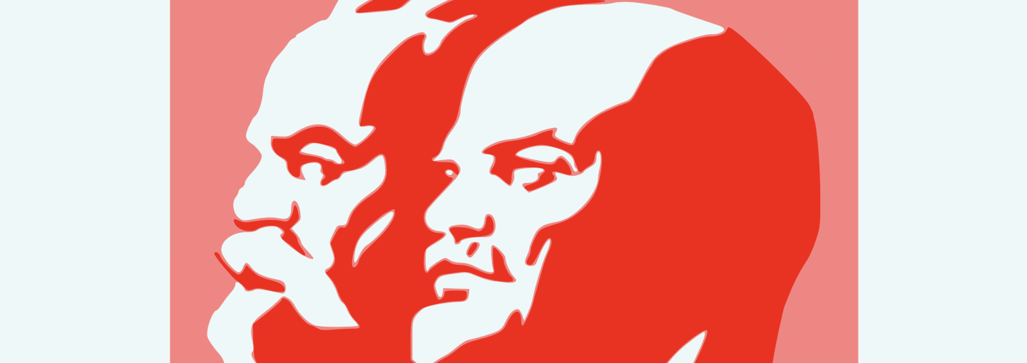Image - drawing of Marx and Lenin's heads