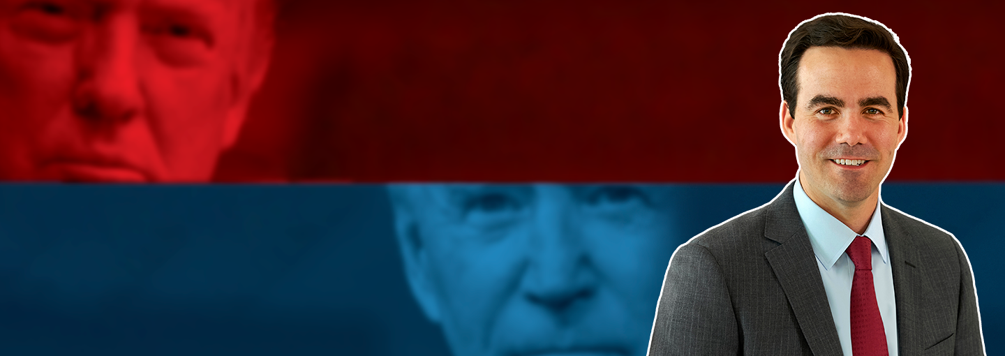 Peril, with Robert Costa Image - author Robert Costa, with photos of Trump and Biden