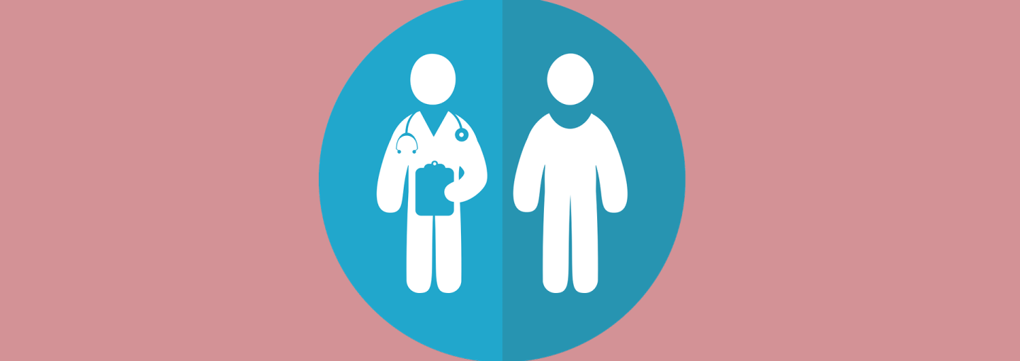 The Democratization of Clinical Trials Image - icon of doctor and patient