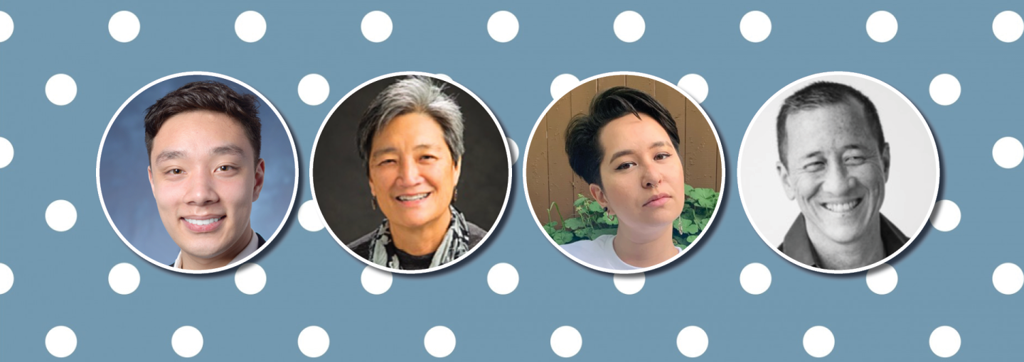 QTAPIs: The Personal and the Political Image - speaker photos against a backdrop of polka dots