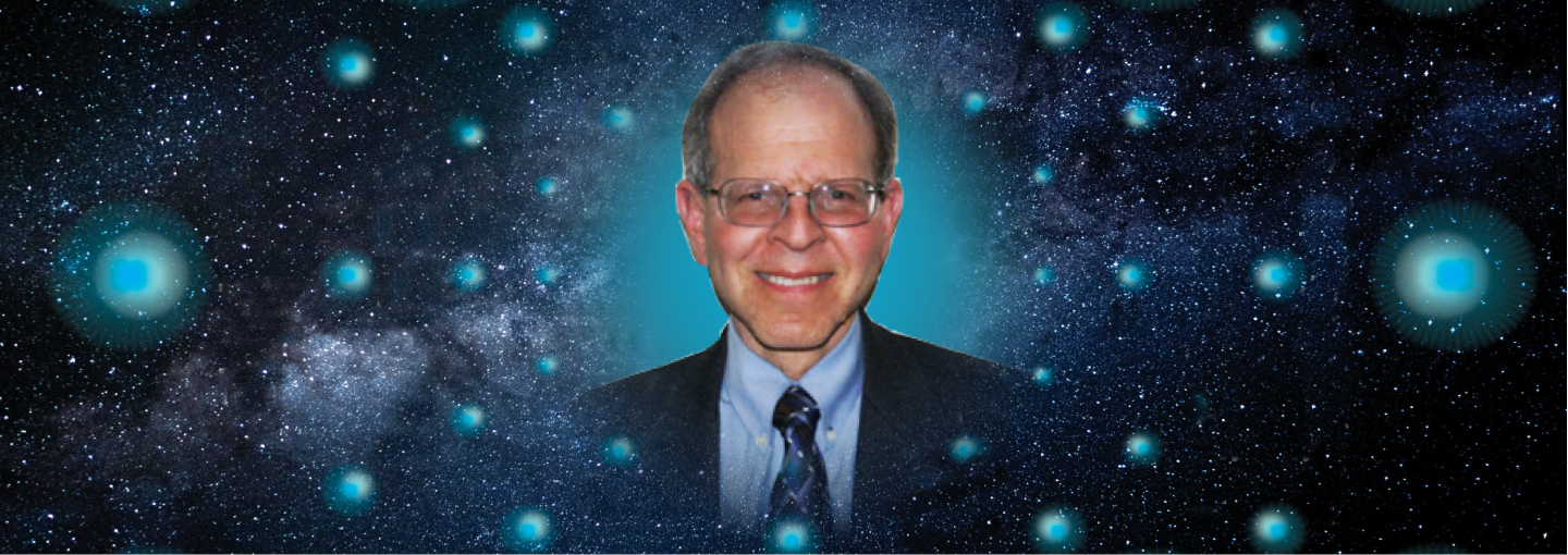 Michael Dine: This Way to the Universe Image - Michael Dine and a background of stars