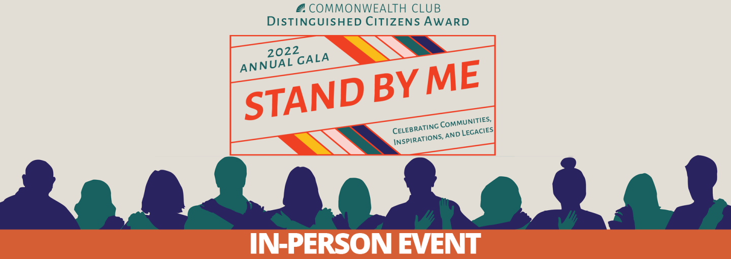 Image - program title and logo, and illustrated people with arms on shoulders