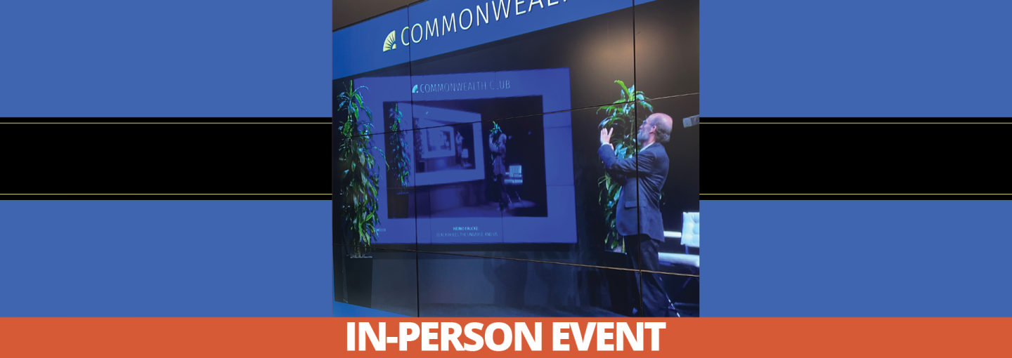 George Hammond: The Revitalization of Ancient Greek Philosophy Image - George Hammond on stage at The Commonwealth Club