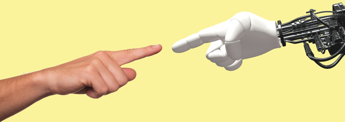 Image - robot hand pointing to human hand