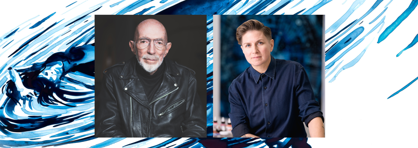 Kip Thorne and Lia Halloran: Exploring the Warped Side of Our Universe Image - the authors plus detail from their book cover