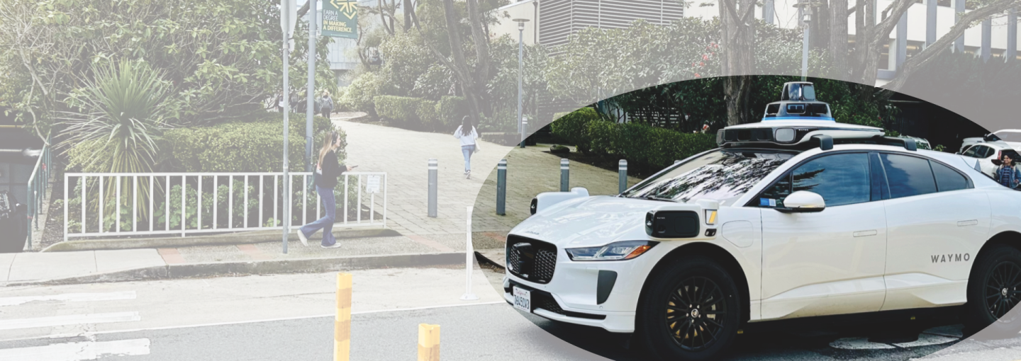 Autonomous Vehicles and the City 2024 Image - a Waymo vehicle on a street