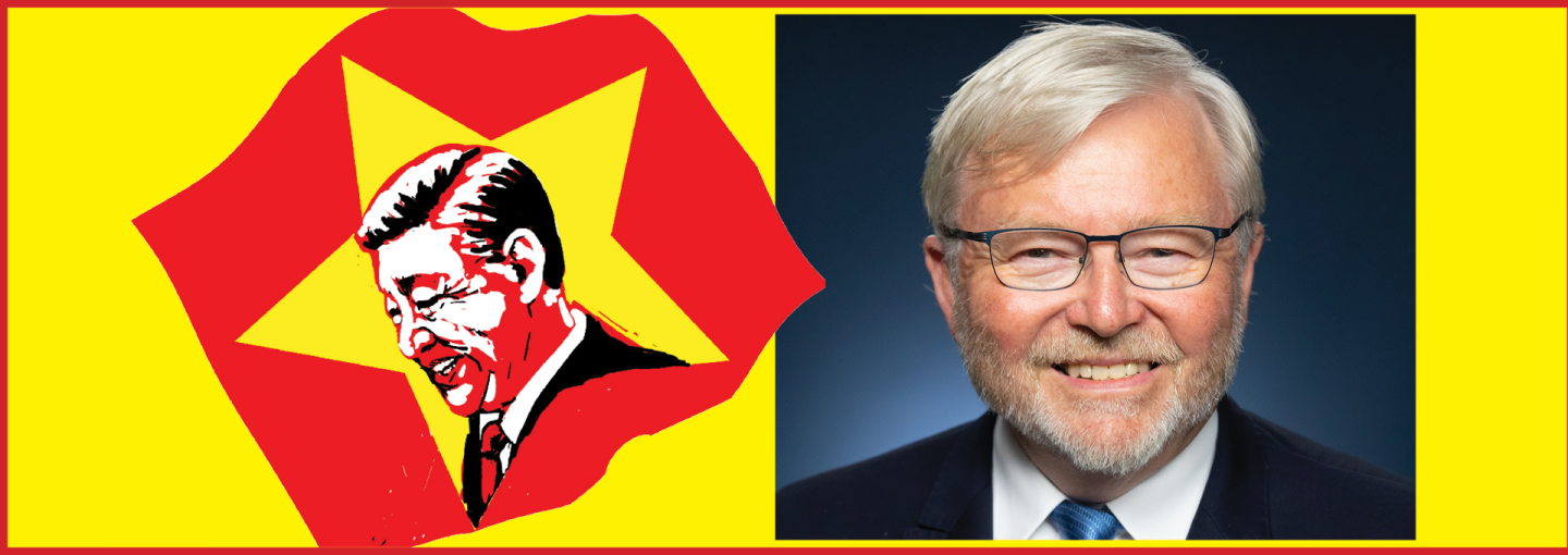 Ambassador Kevin Rudd: China's Xi Jinping Image - the speaker and detail from his book cover
