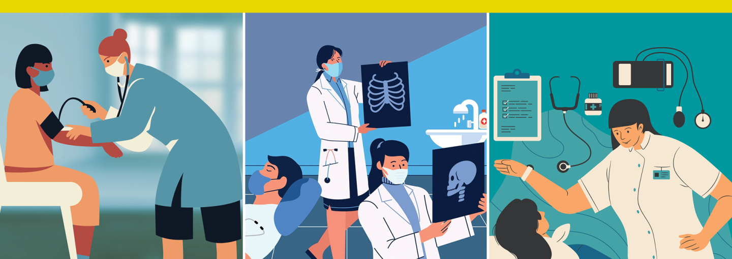 Health & Medicine Program Planning Meeting Image - doctors and nurses at work, illustration