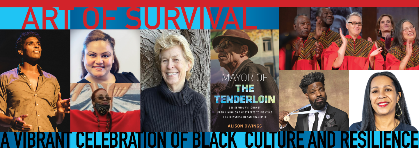 Art of Survival: A Vibrant Celebration of Black Culture and Resilience Image - speakers and performers and program title