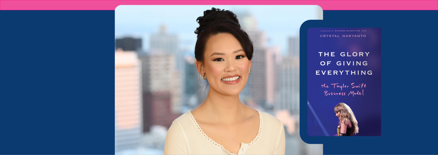 Crystal Haryanto on Taylor Swift: An Icon in the Music and Business Worlds Image - the speaker and her book cover