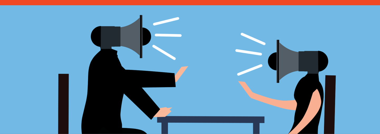 Breaking the Polarization Trap: A New Approach to Political Cooperation Image - illustration of two people yelling at each other