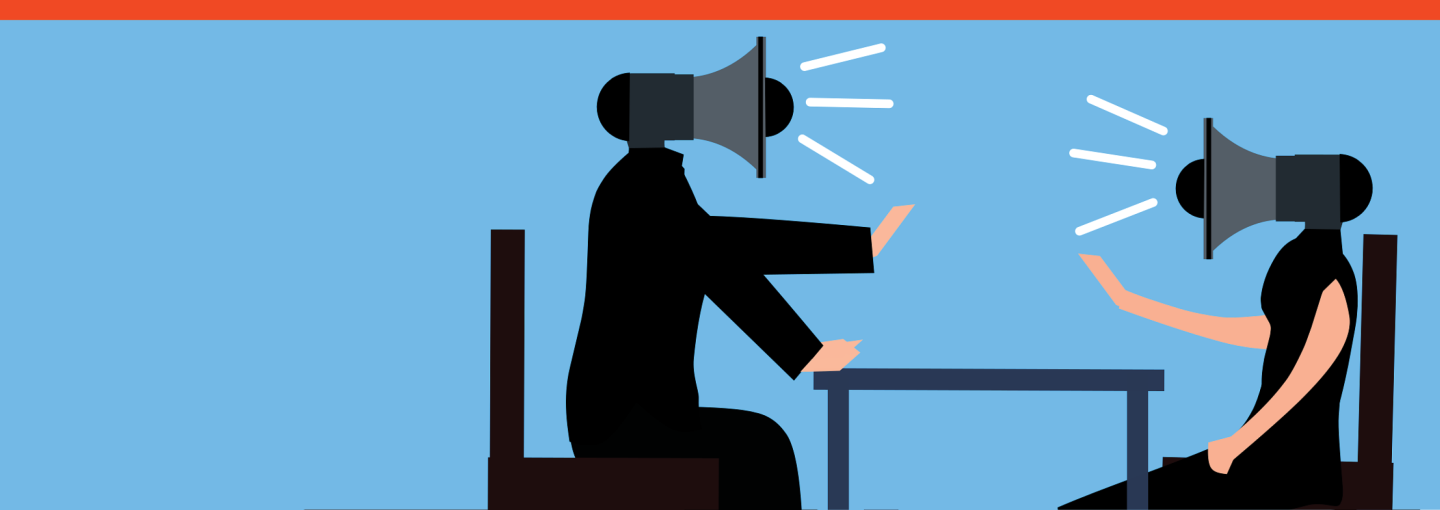 Image - illustration of bullhorns communicating with each other