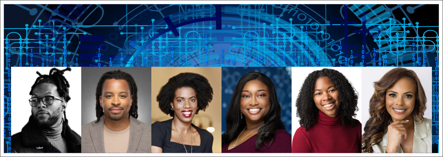 Image - the speakers and a digital backdrop