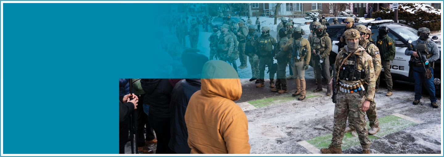 Image - protestors and ICE agents