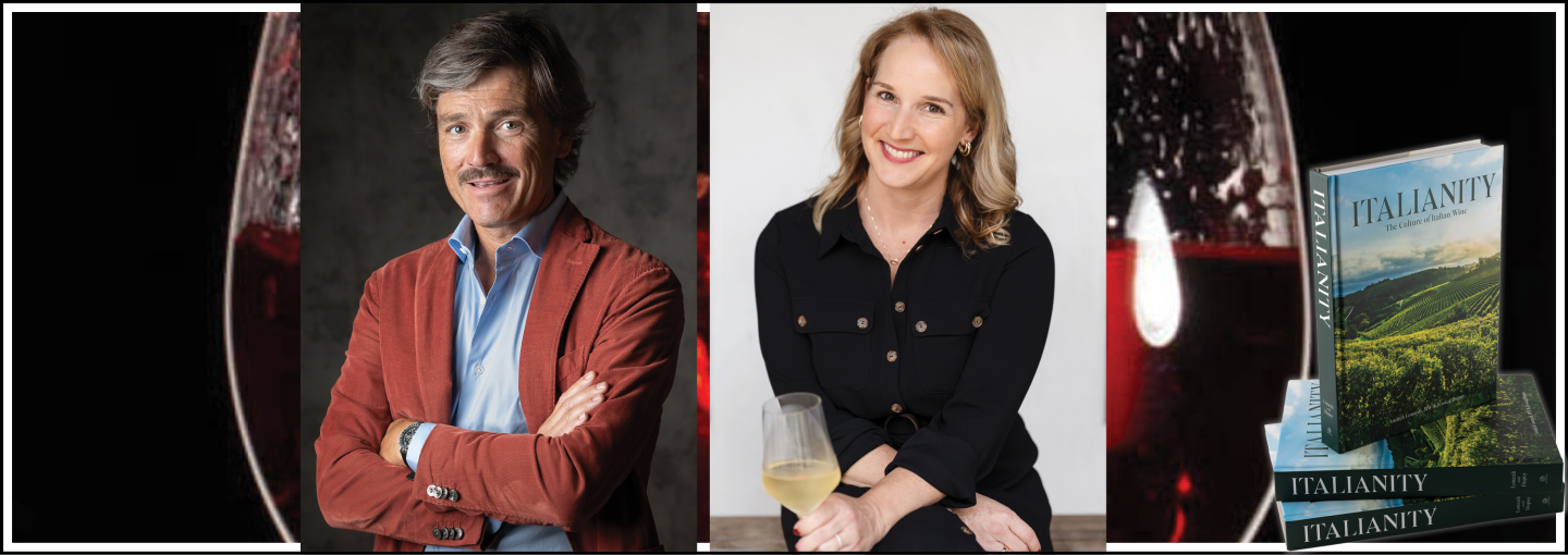 Image - the speakers and their book and a glass of wine