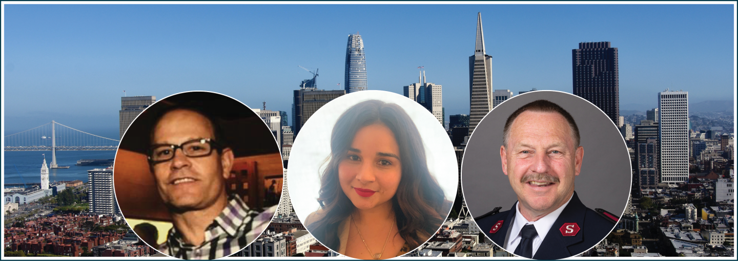 Image - the speakers and the San Francisco skyline