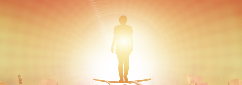 Image - figure walking into light