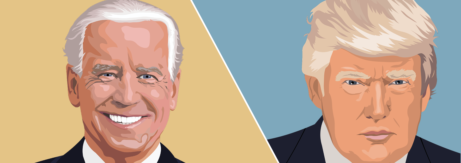 Image - illustrations of Joe Biden and Donald Trump
