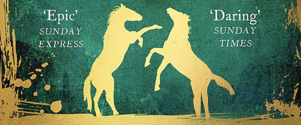 Image - detail from book cover, illustration of two horses