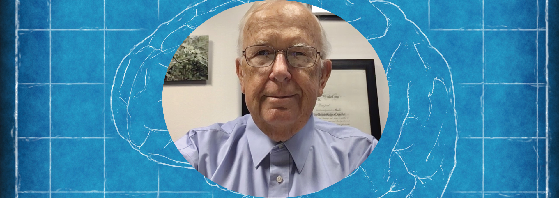 Image - speaker photo plus illustration of the human brain