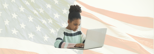 Image - student with American flag in background