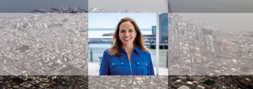 Image - Elaine Forbes and bird's eye view of San Francisco