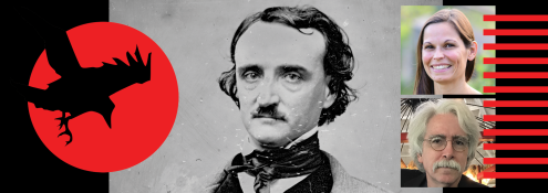 Image - photos of speakers and Edgar Allan Poe