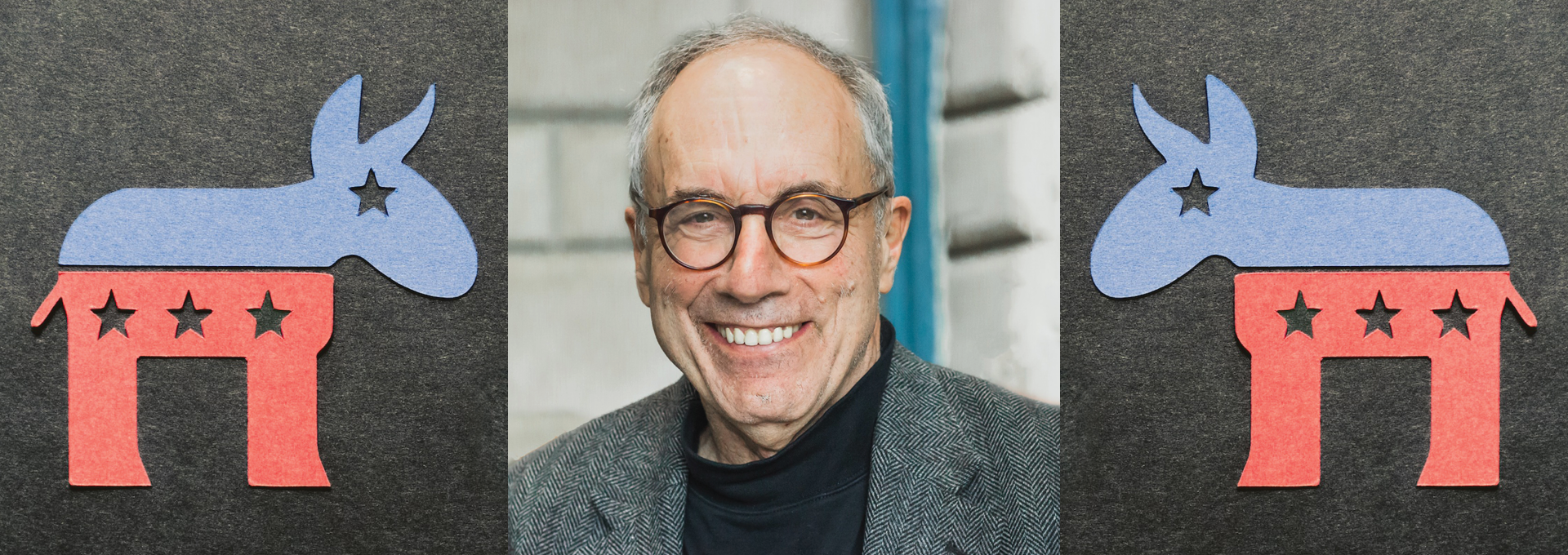 Image - speaker and paper cutouts of Democratic donkey