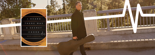 Image - Daniel Levitin holding guitar case, plus his book cover