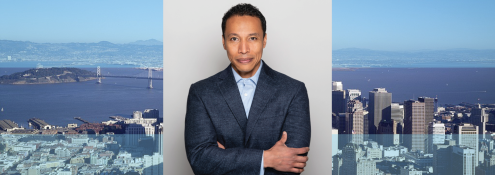 Image - the speaker and San Francisco Bay Area background