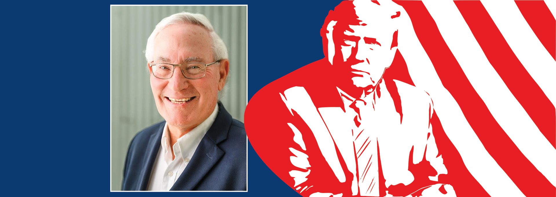 Image - the speaker and a silhouette of Donald Trump