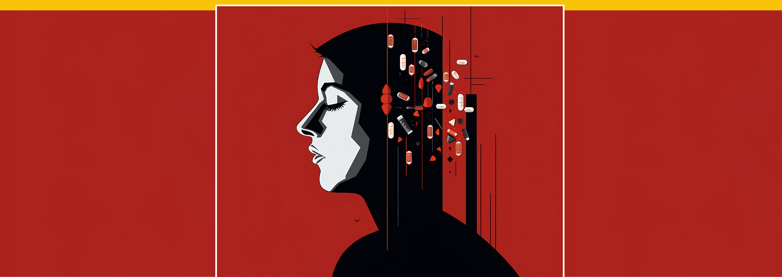 Image - illustration of person's head with drugs