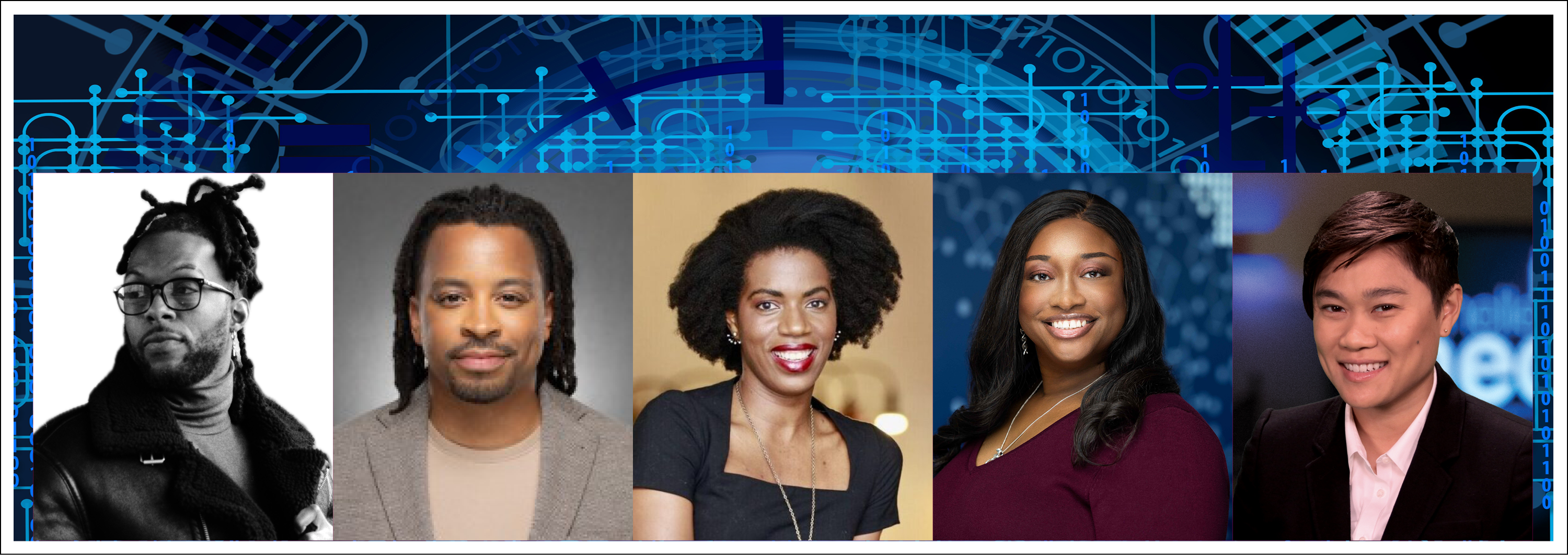 Image - the speakers and a digital backdrop