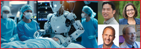 Image - the speakers and AI-generated image of robot doctor