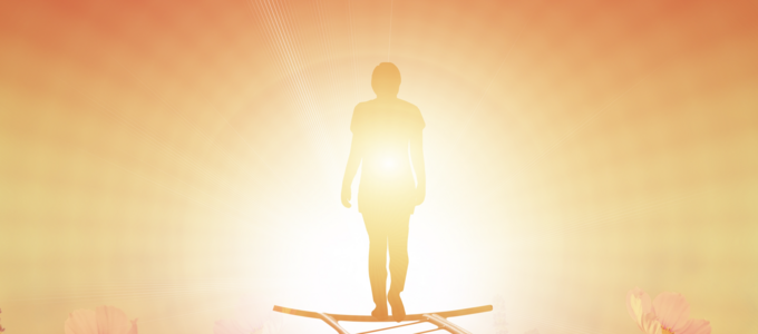 Image - figure walking into light