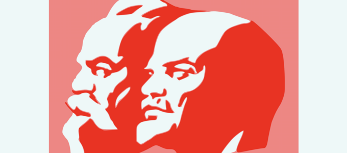 Image - drawing of Marx and Lenin's heads