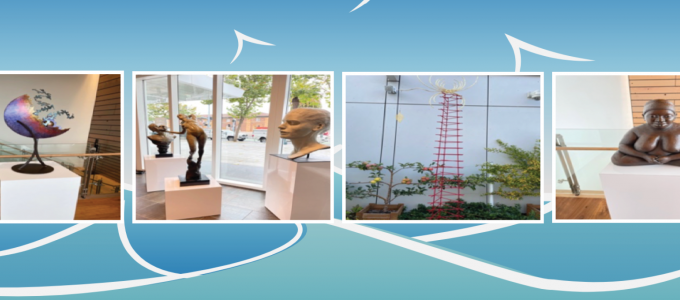Image - photos of sculptures on display at The Commonwealth Club of California